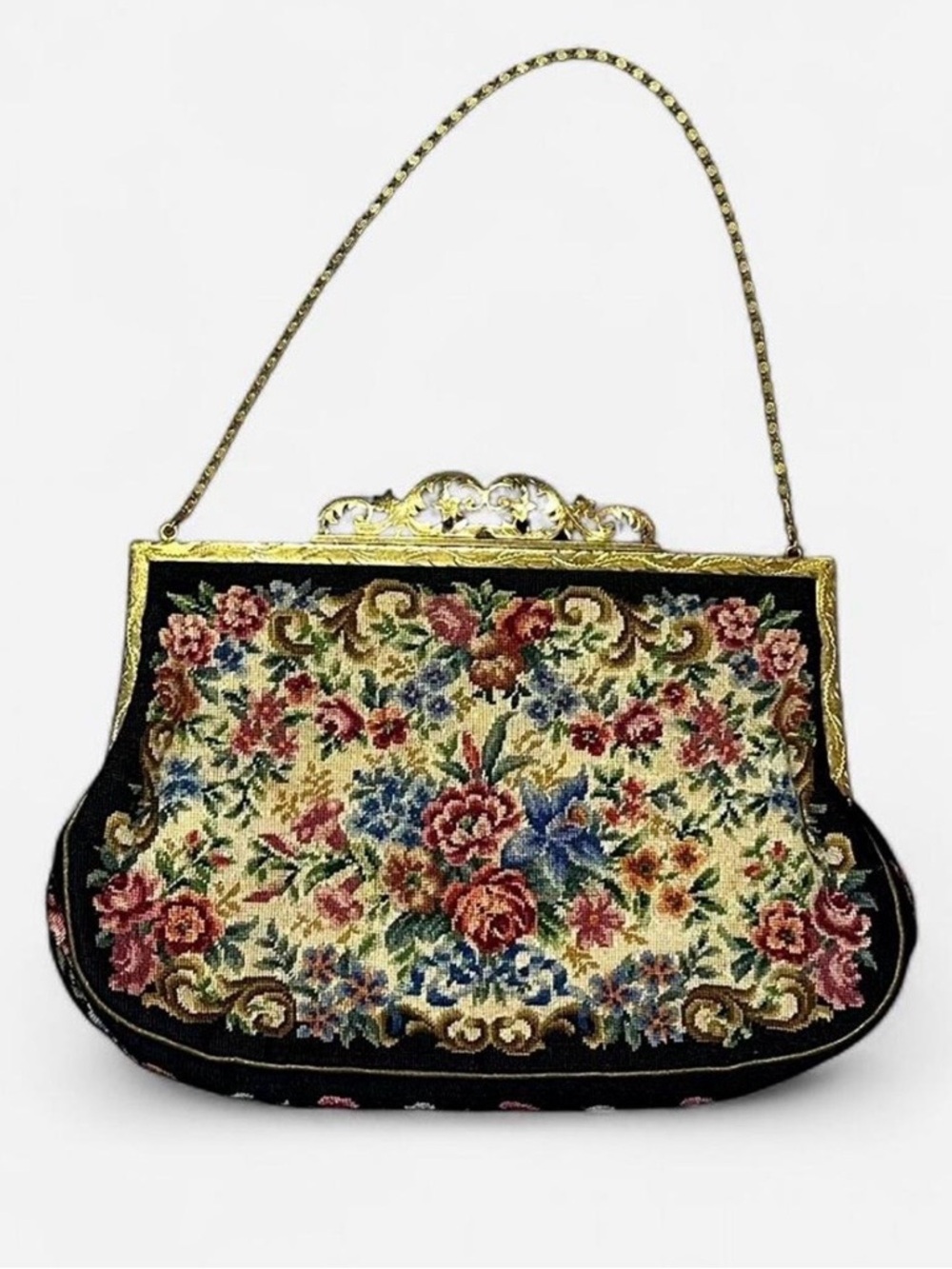 JB & Co Vienna Handwork Vintage Petit-Point Tapestry Mini Bag